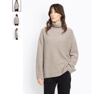 Vince Cashmere Boxy Turtleneck-Heather Taupe